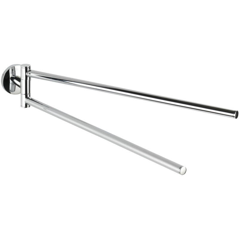 Wenko - Porte Serviette Mural Salle de Bain Cuba, 2 barres porte serviette rotatives, Zinc, 60x5x13.5 cm, Brillant