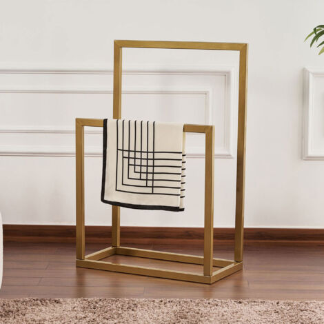 Porte-serviettes 2 niveaux 25x60x90 cm en métal doré - SEMA