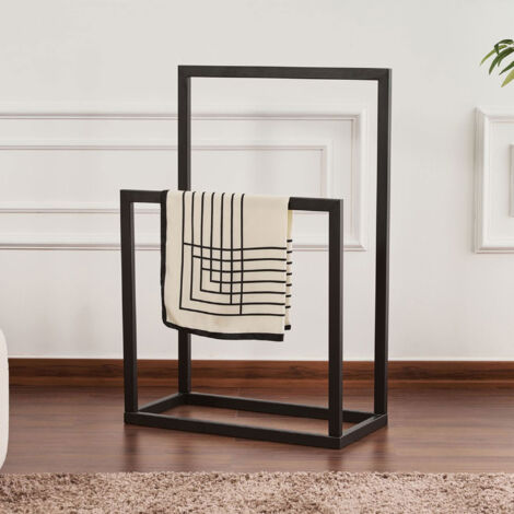 Porte-serviettes 2 niveaux 25x60x90 cm en métal noir - SEMA