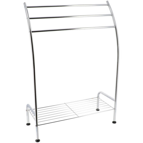 Porte-serviettes 3 Barres et 1 Etagère en métal chromé H 85 cm - TENDANCE