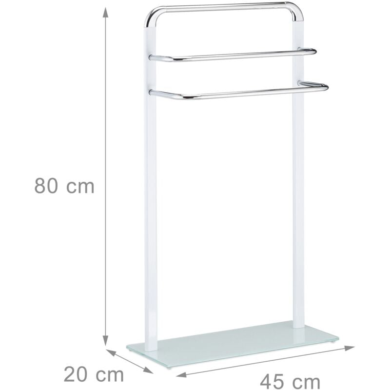 Porte-serviettes 3 barres sur pieds 80 cm métal et verre
