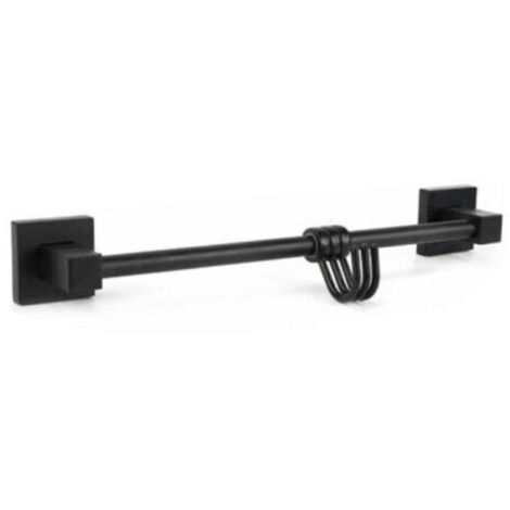 PORTE-SERVIETTES 3 CROCHETS SUPPORT MEUBLE SALLE DE BAIN MAISON CUISINE NOIR 02113