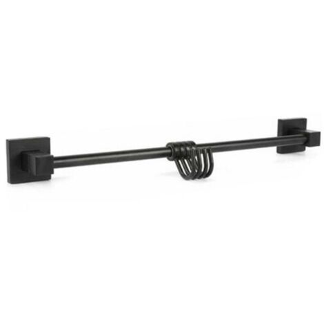 PORTE-SERVIETTES 4 CROCHETS SUPPORT MEUBLE SALLE DE BAIN MAISON CUISINE NOIR 02114