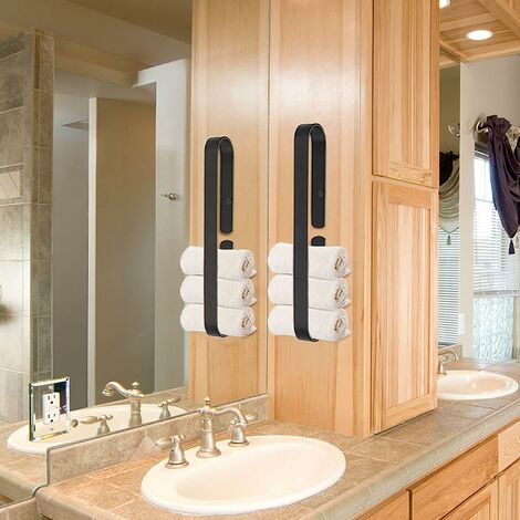 Porte-serviettes 40cm anneau porte-serviettes auto-adhésif sans perçage antirouille porte-serviettes invité montage mural porte-serviettes de bain montage sur meuble accessoires de cuisine pour porte