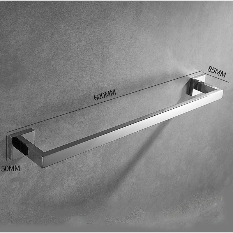Serbia - Porte-serviettes 60 cm, porte-serviettes mural moderne, acier inoxydable, accessoires de salle de bain