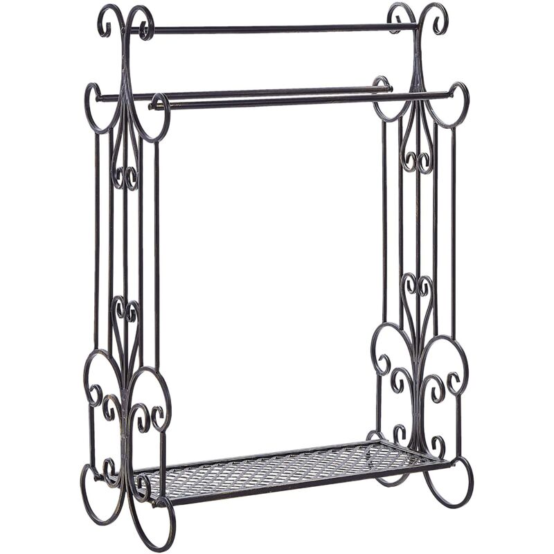 Beliani - Support de Serviettes pour Salle de Bains en Métal Noir Accessoire Vintage Gladis