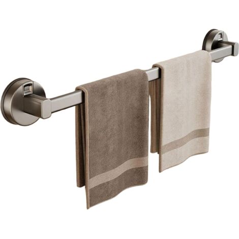 Porte-serviettes à ventouse - 50 cm - Porte-serviettes mural en aluminium - Avec ventouse - Sans perçage - Facile à installer - Gris mat