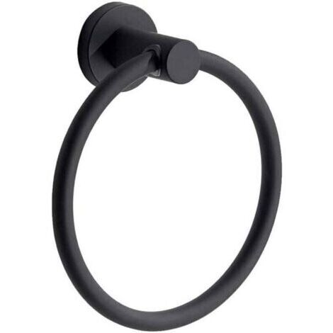 Porte-Serviettes, Anneau Porte Serviettes Mural Givré Noir en Acier Inoxydable 304, Porte Serviette Rond pour Salle de Bain, Cuisine (Noir)