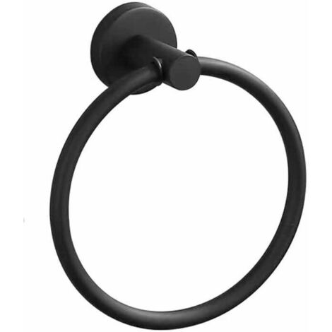 Porte-Serviettes, Anneau Porte Serviettes Mural Givré Noir en Acier Inoxydable , Porte Serviette Rond pour Salle de Bain, Cuisine (Noir)