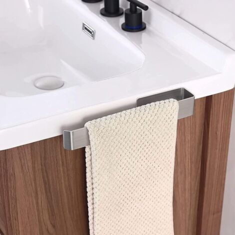 Porte-serviettes auto-adhésif en acier inoxydable 304, sans poinçonnage, adapté à la salle de bain et à la cuisine, porte-serviettes en argent br