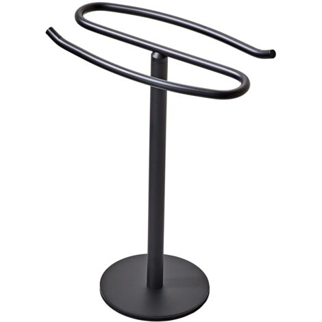 Porte-Serviettes autoportant, en Acier Inoxydable SUS304, Barre Tour pour Salle de Bain, Cuisine, Coiffeuse, comptoir, Noir Mat