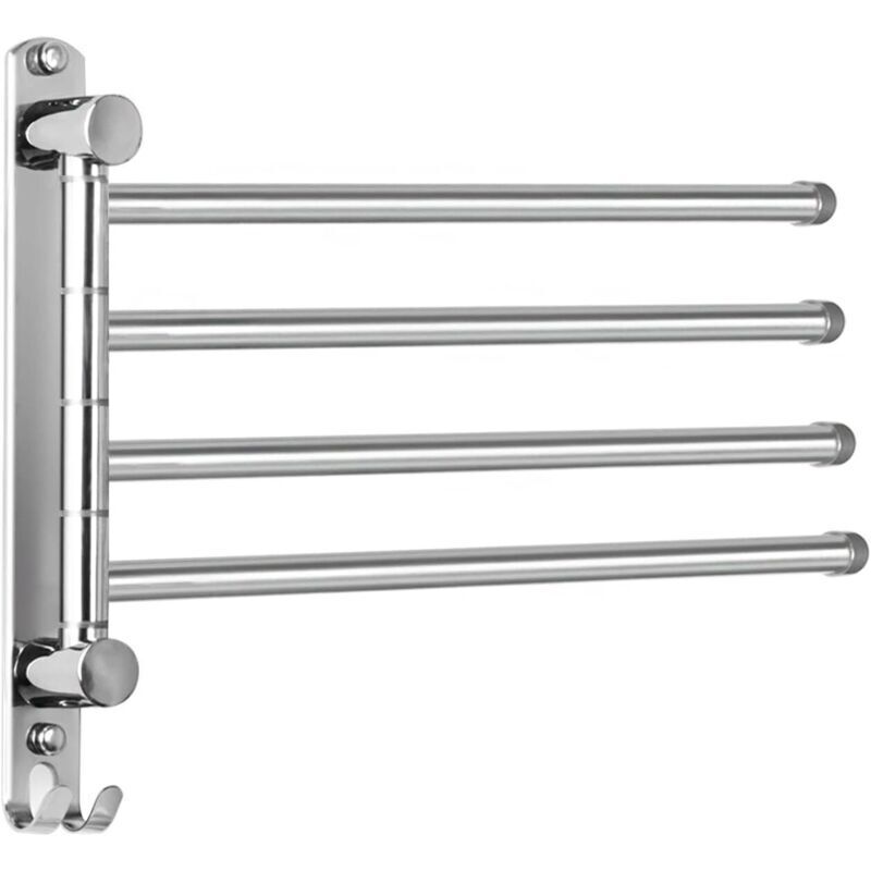 Porte-Serviettes avec 4 Barres 180°Rotatives en Acier Inoxydable SUS304 Porte Serviette Murale Sèche-Serviettes pour Salle de Bain Cuisine Lavabo
