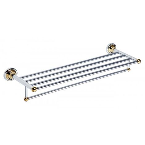 Porte-serviettes avec étagère RETRO chromé doré 66,5x12x22,5 cm