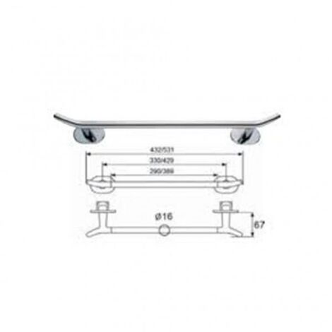 Porte-serviettes barre 2 points 53 cm - CHROMÉ - pour ACOVA Cala et Atoll Spa - 471028
