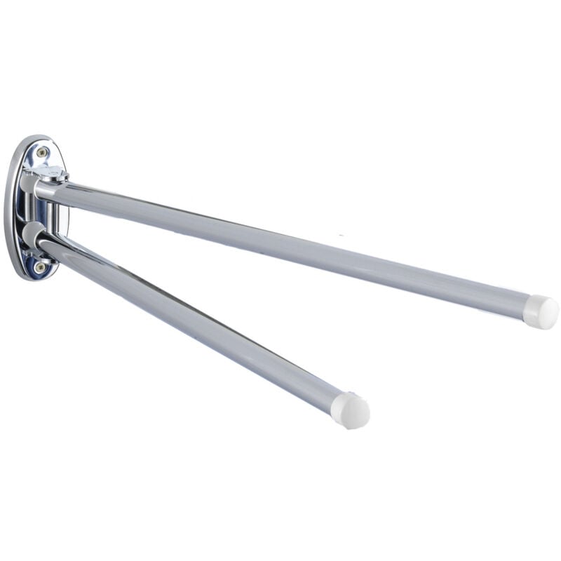 Wenko - Porte serviettes mural salle de bain, 2 barres porte serviette, Basic Round, Acier Inox, 4,5x9,5x41 cm, brillant