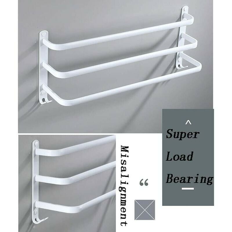 XVX - Porte-Serviettes Blanc Mural Barres Porte-Serviettes Multicouche avec Crochets Espace Aluminium Porte Serviette pour Salle de Bain, Cuisine