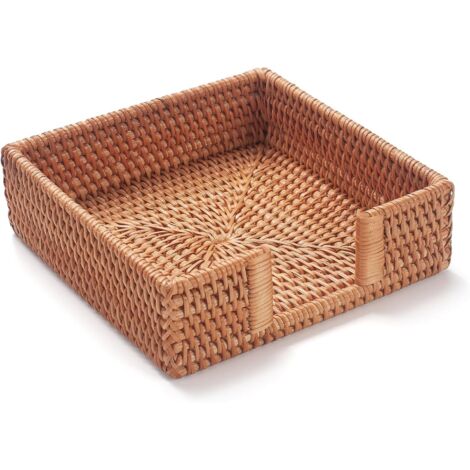 Porte-serviettes carré en osier, plateau à serviettes en osier, porte-serviettes en tissu pour salle à manger/cuisine/salle de bain