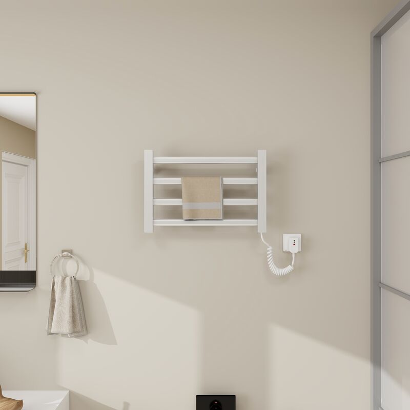 Start - Porte-serviettes chauffant électrique intelligent 550x300mm, étanche IP24, réglage de la température 30 ℃-70 ℃, synchronisation - blanc droit