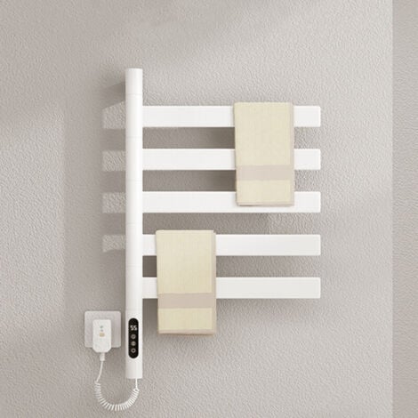 LARGEIGHT Porte-serviettes chauffant électrique rotatif, élimination des bactéries et des acariens, économie d'énergie,Sèche-Serviettes électrique,Chauffage à 360°,Blanc