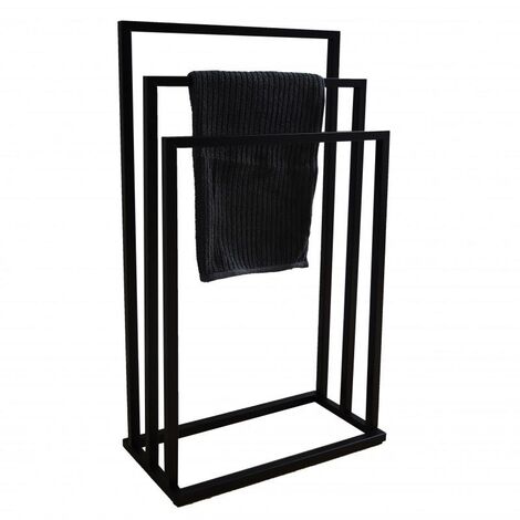 Porte-serviettes cintre salle de bain 3 bras noir