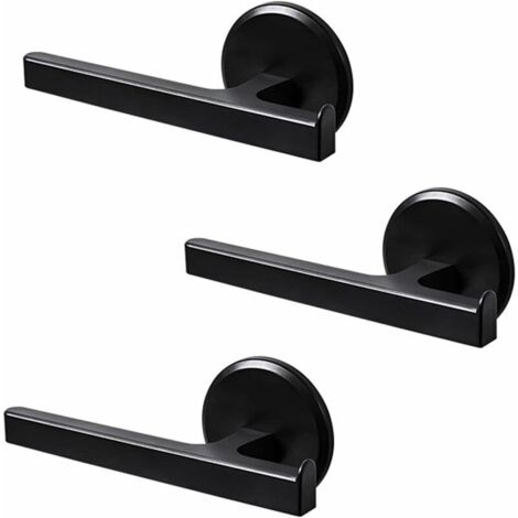 Porte-serviettes de bain, porte-papier toilette, crochet à ventouse en plastique, ensemble de 3 pièces pour salle de bain et cuisine, sans perçage, noir.-AquaForge