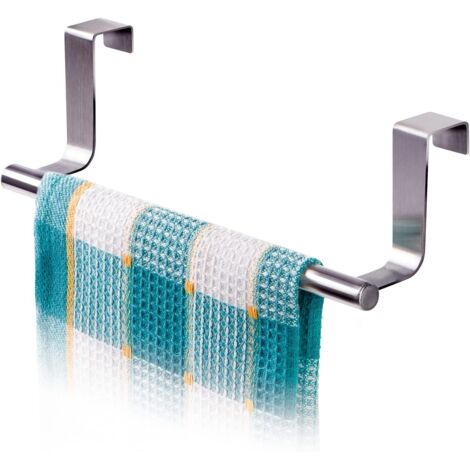Porte-serviettes de porte, tige en acier inoxydable Peut être accroché à la porte de l'armoire, aucun perçage requis pour l'installation 24 cm