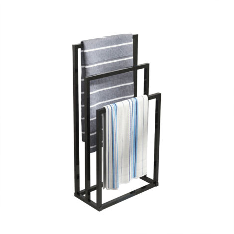 Porte-Serviettes de Salle de Bain à 3 Niveaux, Séchoir à Serviettes Large Autoportant, Support Extérieur pour Serviettes de Piscine et Grandes Draps de Bain