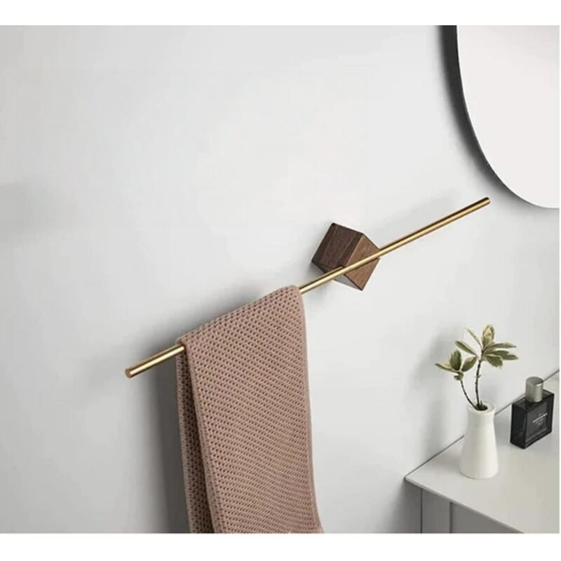 Porte-serviettes de salle de bain auto-adhésif, barre porte-serviettes réglable en acier inoxydable, fixation murale, pratique pour le rangement, 1