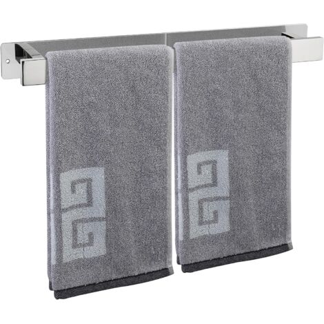 Porte-Serviettes de Salle de Bain - Auto-adhésif ou à vis - Support Mural en Acier Inoxydable - Imperméable et antirouille - Convient pour Salle de Bain, Camping-Car, Cuisine (40 cm, Chrome)