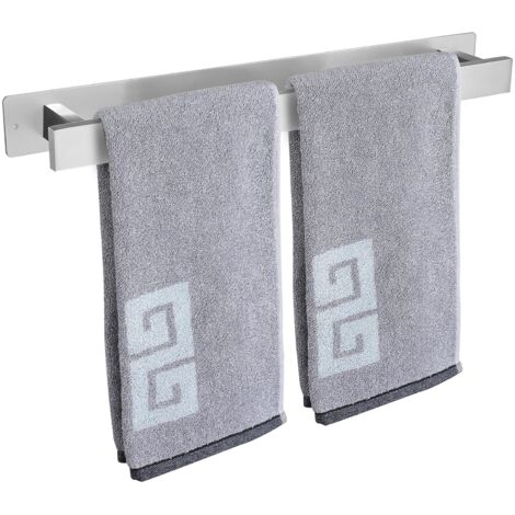 Porte-Serviettes de Salle de Bain - Auto-adhésif ou à vis - Support Mural en Acier Inoxydable - Imperméable et antirouille - Convient pour Salle de Bain, Camping-Car, Cuisine (40 cm, Nickel brossé)