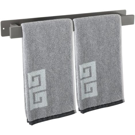 Porte-Serviettes de Salle de Bain - Auto-adhésif ou à vis - Support Mural en Acier Inoxydable - Imperméable et antirouille - Convient pour Salle de Bain, Camping-Car, Cuisine 40cm Gris