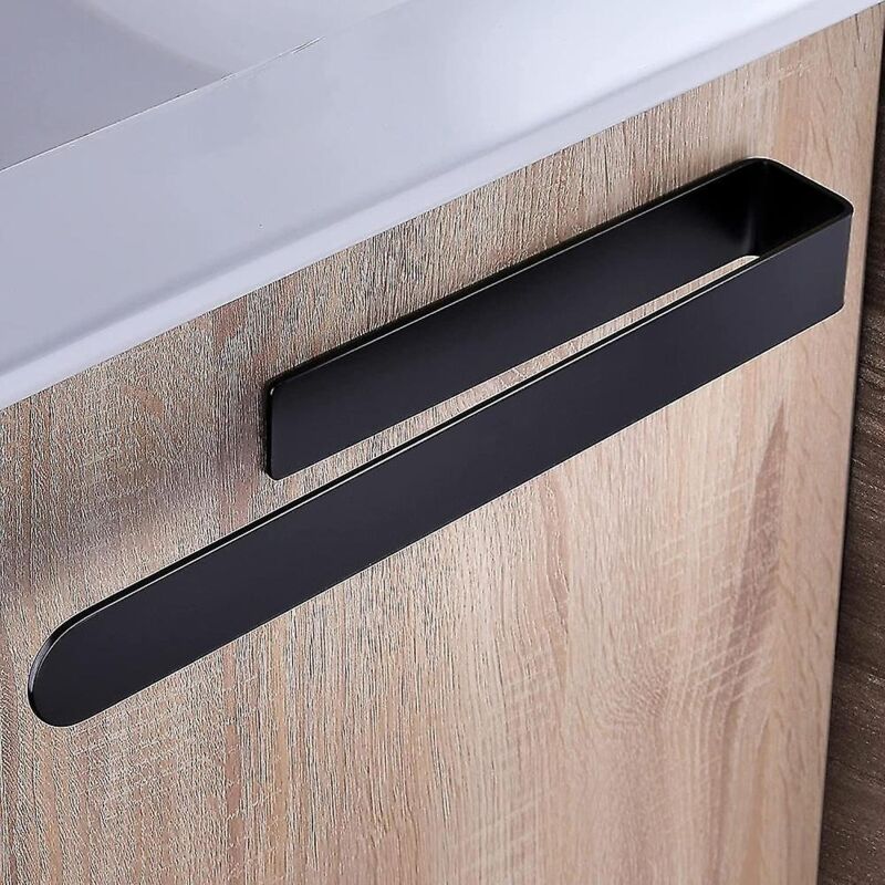 Feiyue - Porte-serviettes de salle de bain noir 37 cm sans perçage Porte-serviettes auto-adhésif en acier inoxydable