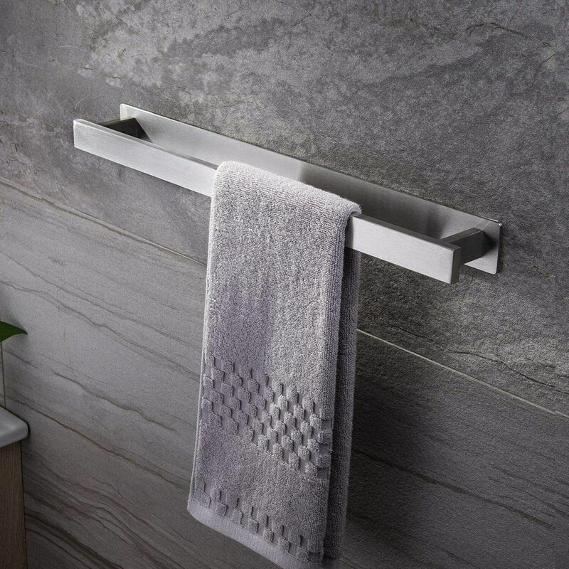 Porte-serviettes de salle de bain Porte-serviettes auto-adhésif 40 cm Porte-serviettes en acier inoxydable brossé SUS304 sans clous en acier