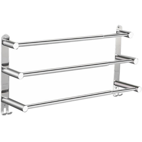 Porte-serviettes de salle de bain - Porte-serviettes extensible 43-75 cm - Acier inoxydable