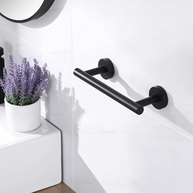 Lling - Porte-serviettes de salle de bain Porte-serviettes mural 40cm Porte-serviettes noir mat en acier inoxydable SUS304 - Noir