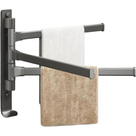 Porte-serviettes de salle de bain – Porte-serviettes sans perçage, 3 bras rotatifs à 180 °, porte-serviettes mural pour salle de bain