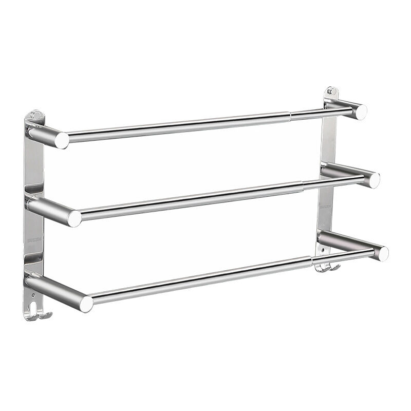 Linghhang - Porte-serviettes de salle de bain rétractable 43-75 cm, porte-serviettes mural en acier inoxydable sans perçage