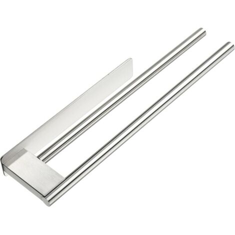 Porte-Serviettes de Salle de Bain sans Perçage en Acier Inoxydable 304 Double Porte Serviette Adhésif à Deux Bras Support Mural