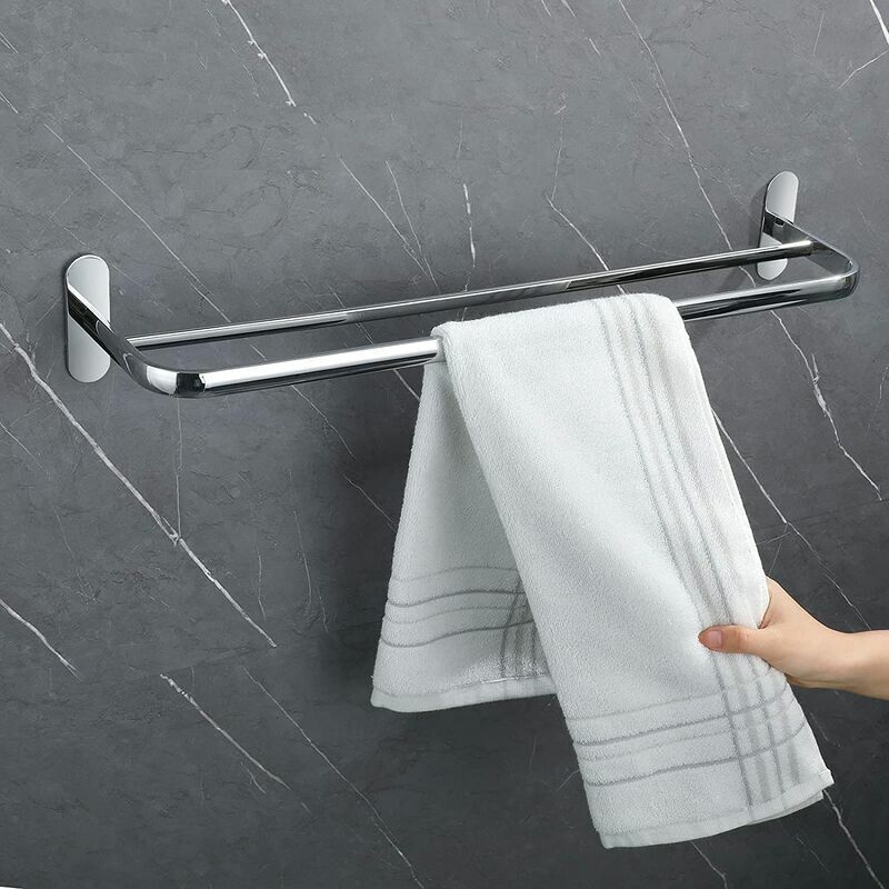 RHG Porte-Serviettes Double, 40cm SUS304 Porte-Serviettes Mural pour Salle de Bain,Acier Inoxydable Poli 2 Barres Murale Support de