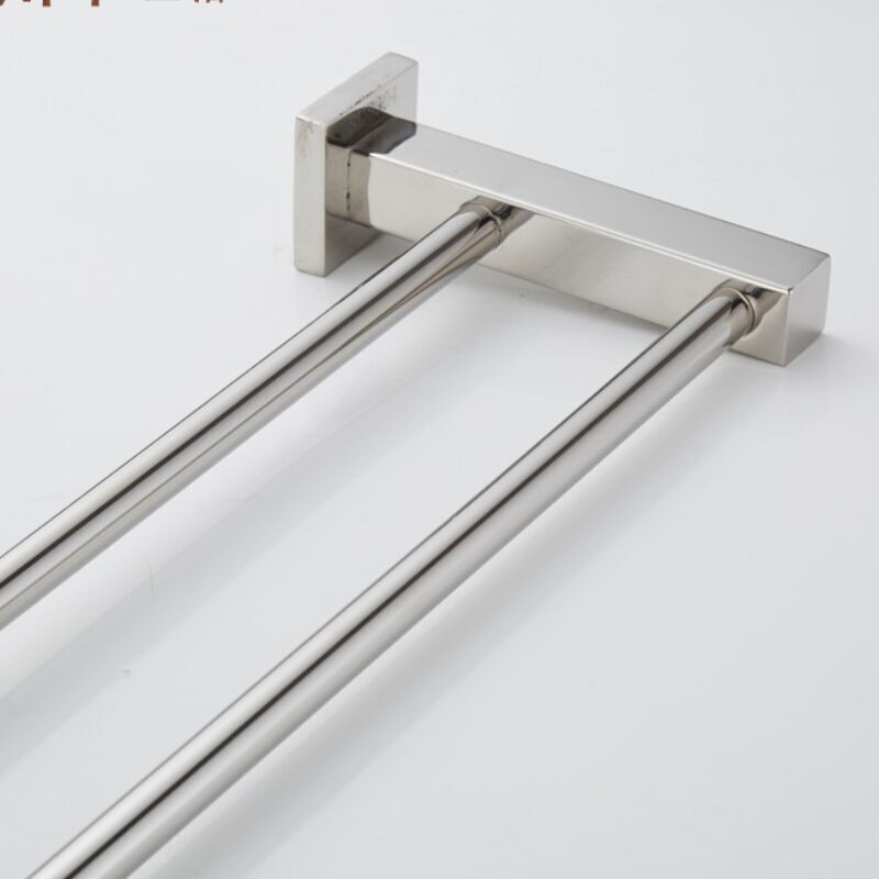 Porte-serviettes double, 60 cm Barre de serviette en acier inoxydable adhésif ou mural , Support salle de bain Cuisine B