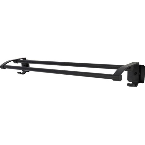 Porte serviettes double aluminium a sticker ou a fixer - noir - Tendance