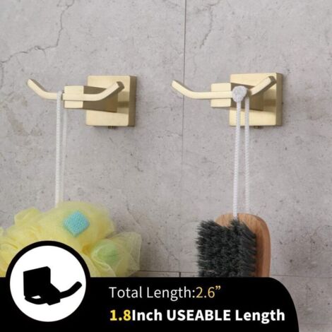 Porte-serviettes double avec capuchon mural en acier inoxydable brossé SUS304, finition or zirconium PVD – Lot de 2