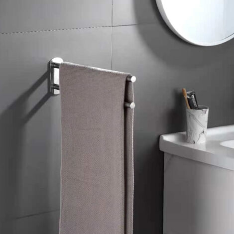 Porte-serviettes double barre en acier inoxydable sans perçage pour salle de bain