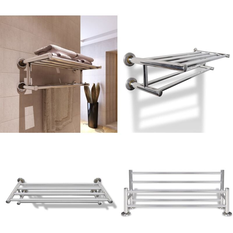 Vidaxl - Porte serviettes double - Barre Fixe 6 tubes - crochet à serviettes - crochets à serviettes - Home & Living - Argent