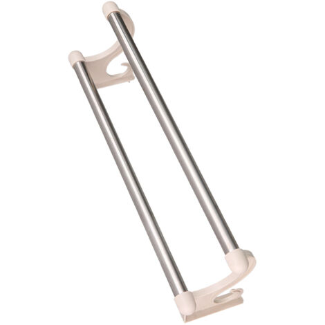 Porte-serviettes double beige, en plastique et acier inoxydable, porte-serviettes mural pour salle de bain, support double pour serviettes.