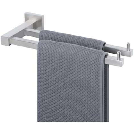 Porte-Serviettes Double Branche, Barres Porte-Serviettes Double Support Mural, en Acier Inoxydable, Porte Serviette de Bain Antirouille et Durable, Brossée