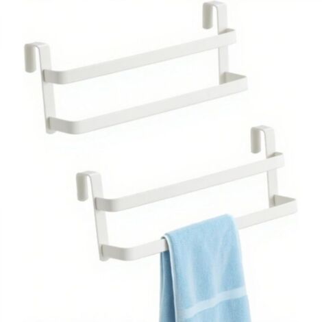 Porte-serviettes double couche à suspendre au-dessus d'un meuble, lot de 2 barres en acier inoxydable pour suspendre 2 serviettes (blanc)