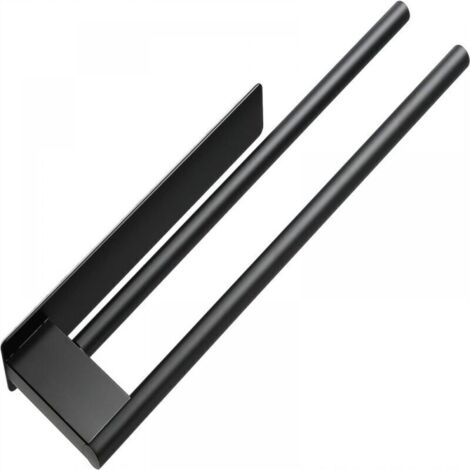Porte-serviettes double couche en acier inoxydable sans perçage, auto-adhésif, porte-serviettes double bras pour invités, porte-serviettes mural, convient aux salles de bains et aux cuisines, noir.