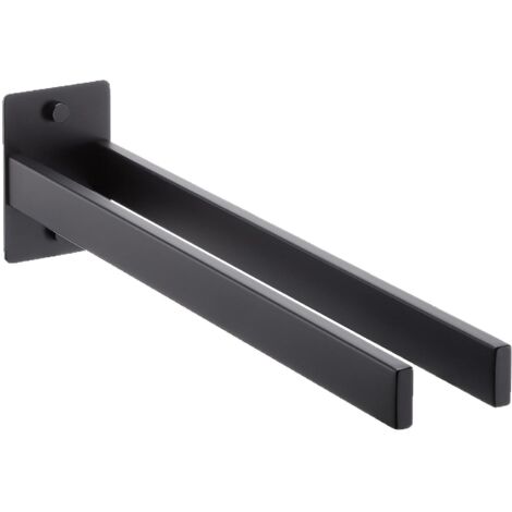 Porte-serviettes double en acier inoxydable, étagère de rangement pour salle de bain, noir