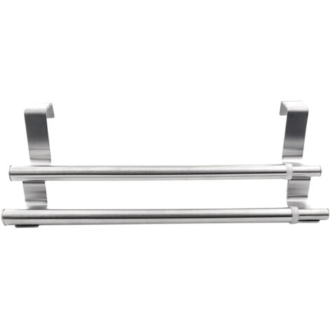 Porte-serviettes double extensible à suspendre à la porte d'un placard, en acier inoxydable, barre porte-serviettes de bain, cintre pour vêtements, porte-serviettes pour salle de bain et cuisine.